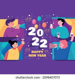 2022 Happy New Year Celebration Vector