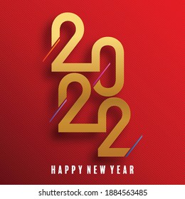 2022 Happy new year christmas design template. logo Design for  greeting cards or for branding, banner, cover, card Happy new year 2022 with paper cut art and craft style on paper color background. 