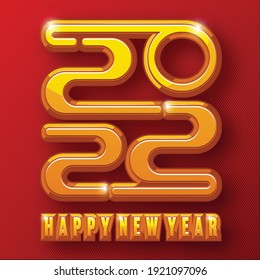 2022 Happy new year christmas design template. logo Design for greeting cards or for branding, banner, cover, card Happy new year 2022 with paper cut art and craft style on paper color background.