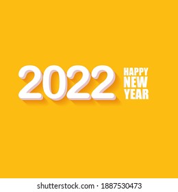 2022 Happy new year creative design background or greeting card with text. vector 2022 new year numbers with shadow isolated on orange abstract background