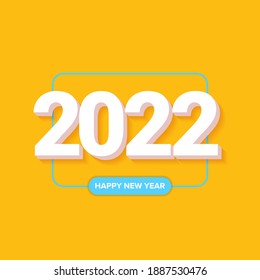 2022 Happy new year creative design background or greeting card with text. vector 2022 new year numbers with shadow isolated on orange abstract background