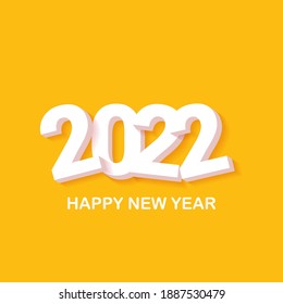 2022 Happy new year creative design background or greeting card with text. vector 2022 new year numbers with shadow isolated on orange abstract background