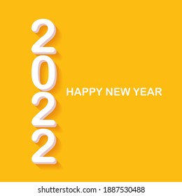 2022 Happy new year creative design background or greeting card with text. vector 2022 new year numbers with shadow isolated on orange abstract background