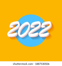 2022 Happy new year creative design background or greeting card with text. vector 2022 new year numbers with shadow isolated on orange abstract background