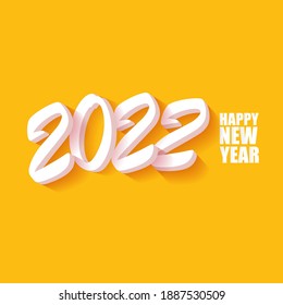 2022 Happy new year creative design background or greeting card with text. vector 2022 new year numbers with shadow isolated on orange abstract background