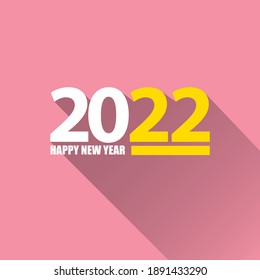 2022 Happy new year creative design background or greeting card with text. vector 2022 new year numbers isolated on pink background