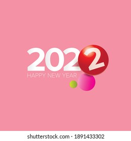 2022 Happy new year creative design background or greeting card with text. vector 2022 new year numbers isolated on pink background