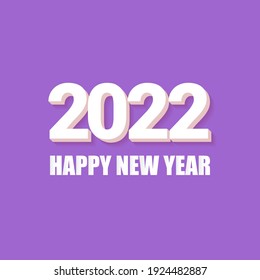 2022 Happy new year creative design background or greeting card with text. vector 2022 new year numbers with shadow isolated on violet abstract background