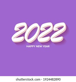 2022 Happy new year creative design background or greeting card with text. vector 2022 new year numbers with shadow isolated on violet abstract background