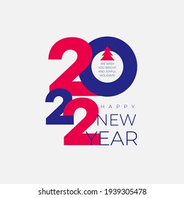 2022 Happy New Year. Creative concept logo 2022. Colored design template with typography for celebration and season decoration. Vector illustration trendy background for branding, calendar, banner.