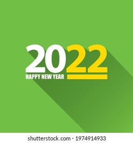 2022 Happy new year creative design background or greeting card with text. vector 2022 new year numbers isolated on green background