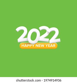 2022 Happy new year creative design background or greeting card with text. vector 2022 new year numbers isolated on green background
