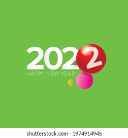 2022 Happy new year creative design background or greeting card with text. vector 2022 new year numbers isolated on green background