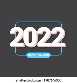 2022 Happy new year creative design background or greeting card with text. vector 2022 new year numbers with shadow isolated on grey abstract background