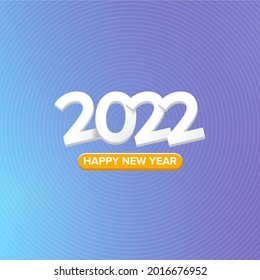 2022 Happy new year creative design background or greeting card with text. vector 2022 new year numbers isolated on modern violet gradient background