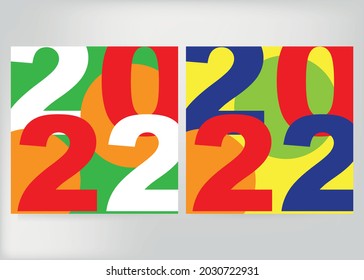 2022 Happy New Year. Creative concept design template with colorful logo 2022. Vector graphics for design. Square format.