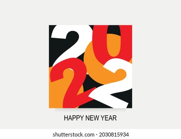 2022 Feliz Año Nuevo. Plantilla de diseño de concepto creativo con logo colorido 2022. Gráficos vectoriales para el diseño. Formato cuadrado. Año del tigre en el calendario chino.