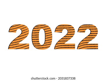 2022 Feliz Año Nuevo. Plantilla de diseño de concepto creativo con logo colorido 2022. Gráficos vectoriales para el diseño. Año del tigre en el calendario chino.