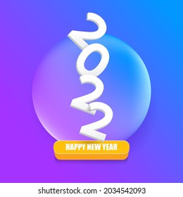 2022 Happy new year creative design background or greeting card with text. vector 2022 new year numbers isolated on modern ultra violet background