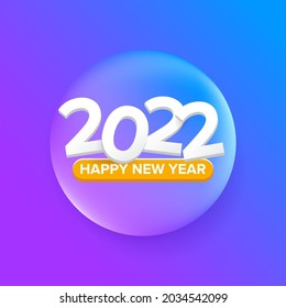 2022 Happy new year creative design background or greeting card with text. vector 2022 new year numbers isolated on modern ultra violet background