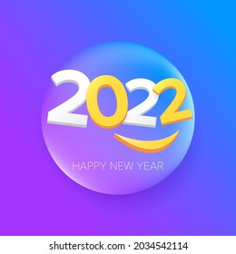 2022 Happy new year creative design background or greeting card with text. vector 2022 new year numbers isolated on modern ultra violet background