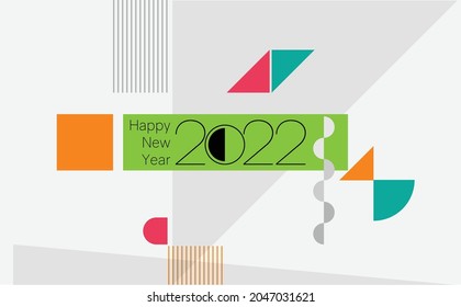 2022 Happy New Year. Creative concept design template with colorful logo 2022 for celebration and season decoration. Colored vector trendy background for branding, calendar, card, banner, cover.