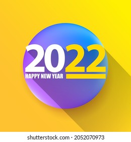 2022 Happy new year creative design background or greeting card with text. vector 2022 new year numbers isolated on modern yellow background