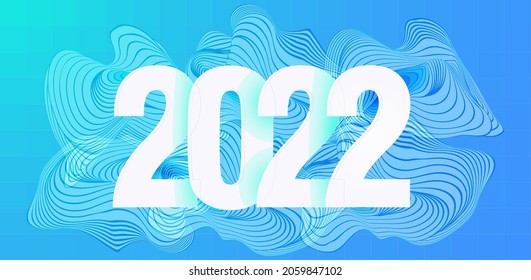 2022 Frohes neues Jahr-Creative Cover. Abstrakte farbige flüssige Form. Flüssiger Zeilenhintergrund. Weiße und schwarze Streifen. Moderne Ästhetik von Schweizer Tapeten. Brutalismus, Vektorkunst.
