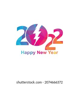 2022 Happy New Year. Creative concept logo 2022. Colored design template with typography for celebration and season decoration.