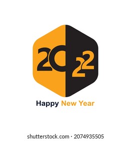 2022 Happy New Year. Creative concept logo 2022. Colored design template with typography for celebration and season decoration.