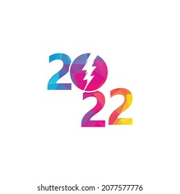 2022 Happy New Year. Creative concept logo 2022. Colored design template with typography for celebration and season decoration.