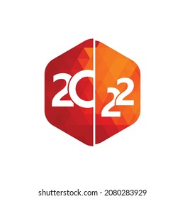 2022 Feliz Año Nuevo. Logo de concepto creativo 2022. Plantilla de diseño de color con tipografía para celebración y decoración de temporada.