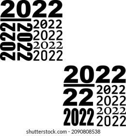 2022 Feliz Año Nuevo. Plantilla de diseño de concepto creativo con logo en blanco y negro 2022 para celebración y decoración de temporada. Fondo de moda vectorial para marca, calendario, tarjeta, banner, portada