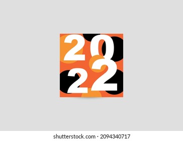 2022 Happy New Year. Creative concept design template with colorful logo 2022. Vector graphics for design. Square format. Year of the tiger on the Chinese calendar.