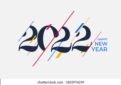 2022 Happy new year design template. Logo Design for calendar, greeting cards or print. Minimalist design trendy backgrounds for branding, banner, cover, card. Vector illustration.