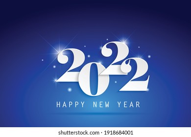 2022 Happy New Year elegant design - vector illustration of paper cut White color 2022 logo numbers on blue background - perfect typography for 2022 save the date luxury designs  new year celebration.