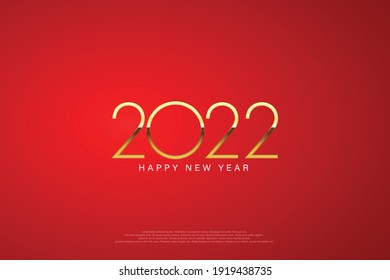 2022 Happy New Year elegant design - vector illustration of golden 2022 logo numbers on red background - perfect typography for 2022 save the date luxury designs and new year celebration.