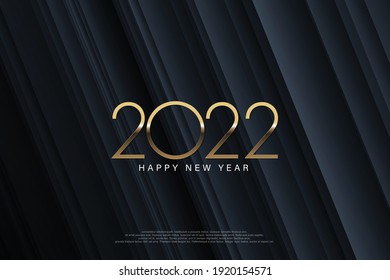 2022 Happy New Year elegant design - vector illustration of golden 2022 logo numbers on Dark Gray background - perfect typography for 2022 save the date luxury designs and new year celebration.