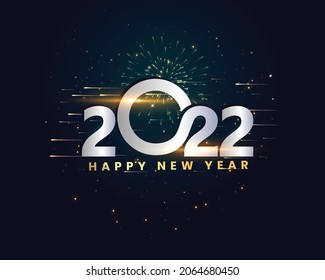 2022 happy new year elegant golden wish celebration firework background holiday template for design card banner Vector