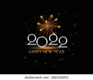2022 happy new year elegant Black Golden background of flickering fireworks happy new year banner for greeting card calendar abstract vector