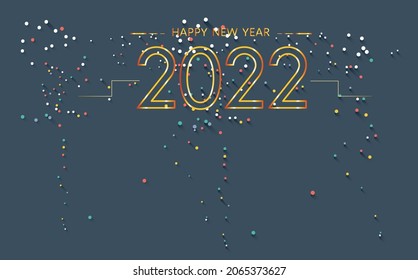 2022 Happy New Year elegant design - vector illustration of golden 2022 logo numbers on darkbackground - perfect typography .Classy 2022 Happy New Year background. Golden design for Christmas  