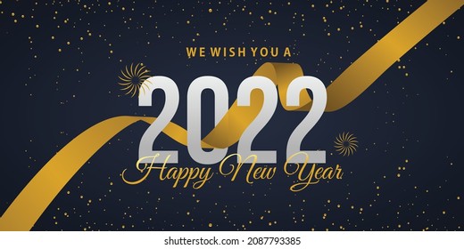 2022 happy new year. elegant numbers against background with ribbon. happy new year banner for greeting card, calendar vector 