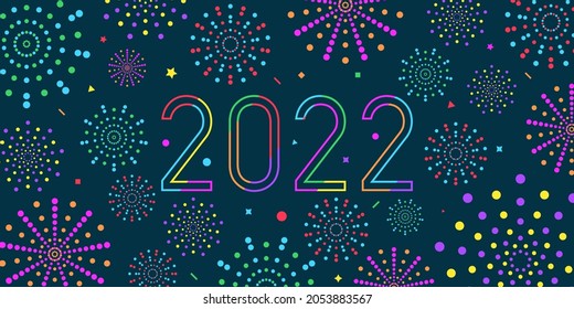 2022 happy new year with fireworks