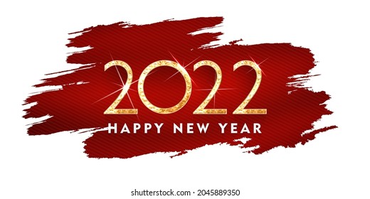 2022 Happy new year. Gold Design of greeting card. Gold Shining Pattern. Happy New Year Banner with 2022 Numbers on Bright Background. Vector illustration
