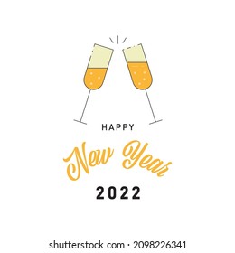 2022 Happy New Year in gold and black color