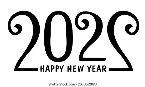2022 happy new year greet design. 2021 script text hand lettering. Design template Celebration typography poster, banner or greeting card for Merry Christmas and happy new year. Vector Illustration