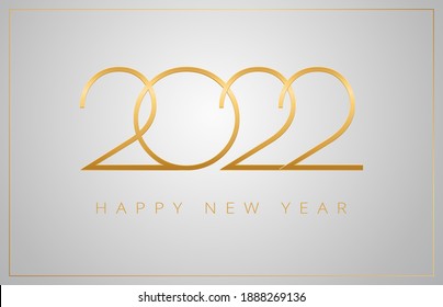 Tarjeta de felicitación de Año Nuevo Feliz 2022 - números dorados sobre un fondo plateado - vectores 2022 Antecedentes de la celebración de Año Nuevo