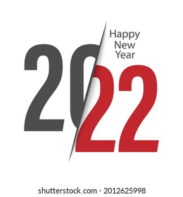 2022. Happy New Year. Greeting lettering for cards, banners, calendars, posters and creative designs. Flat style.