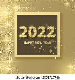 2022 Happy new year greeting banner. New Year 2022 with Shining and glitter texture vector format