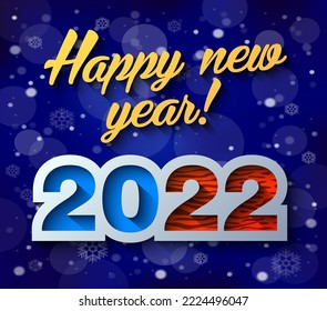 2022 a Happy New Year greetings. Jubilee or birthday logotype. Vector modern minimalist Happy new year  card for 2022 Year. Multi colored illustration. Vector illustration